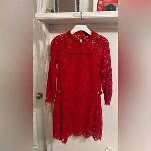 Cissline Elegant Red Lace Dress